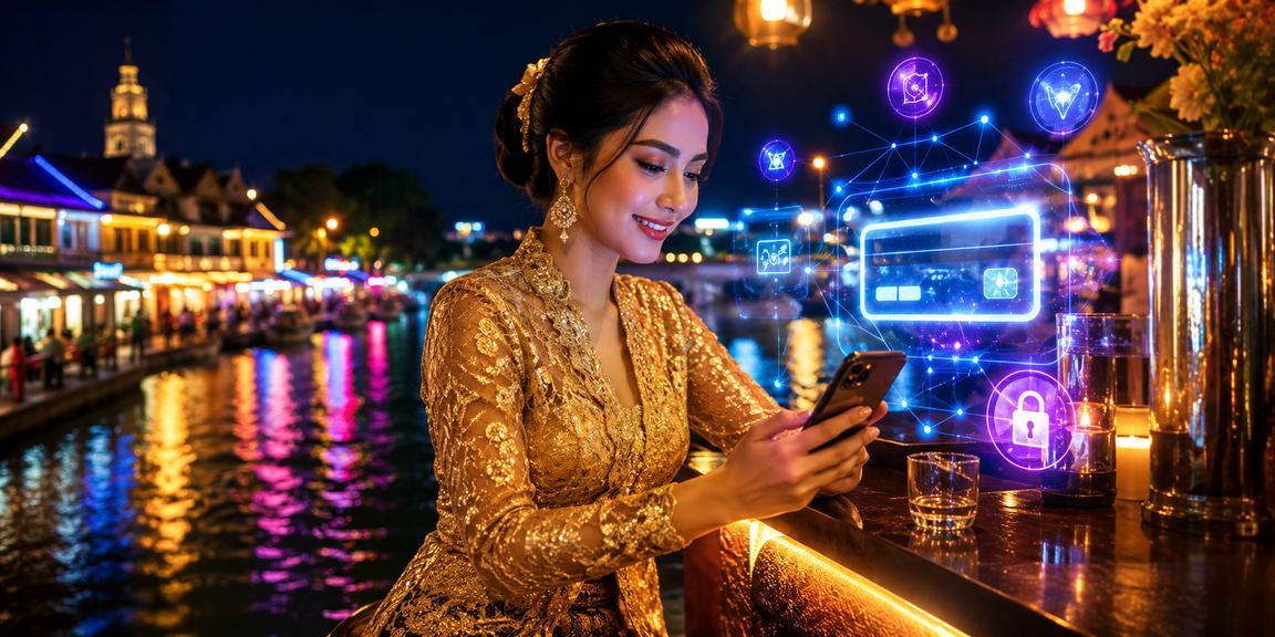 Pengalaman permainan mudah alih di Melaka dengan pakaian kebaya tradisional
