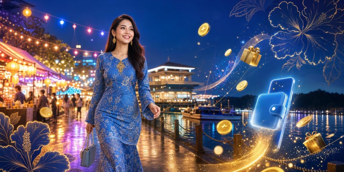 Wanita berbaju kurung membuat deposit dalam talian untuk poker gembet Malaysia